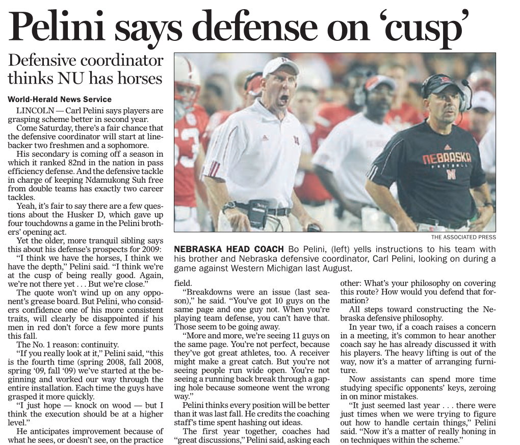 Pelini Says Defense on 'Cusp'