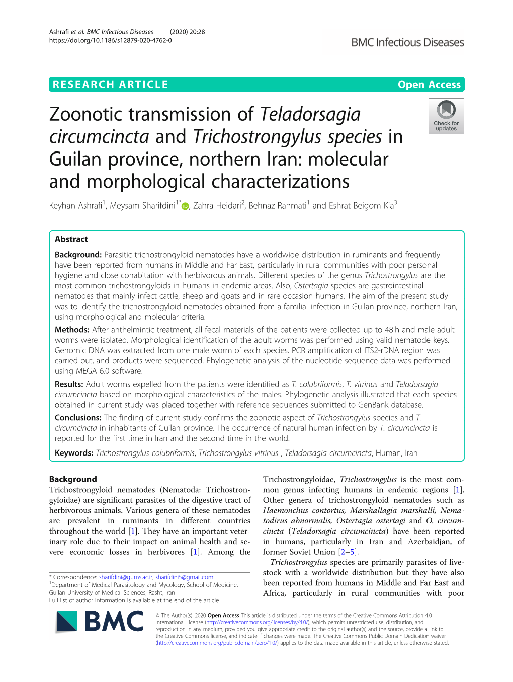 Zoonotic Transmission of Teladorsagia Circumcincta and Trichostrongylus