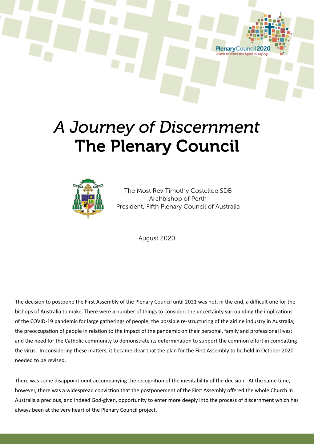 A Journey of Discernment the Plenary Council