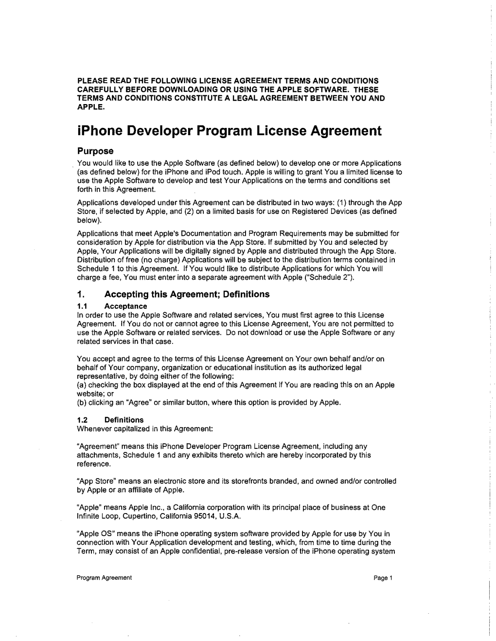 Iphone Developer Program License Agreement