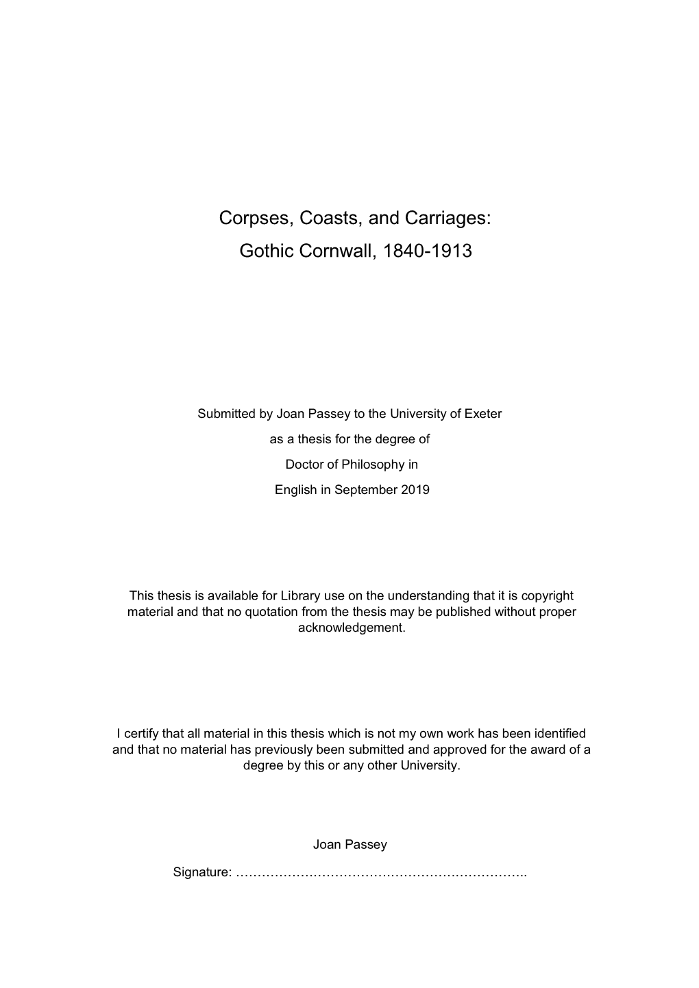 Corpses, Coasts, and Carriages: Gothic Cornwall, 1840-1913