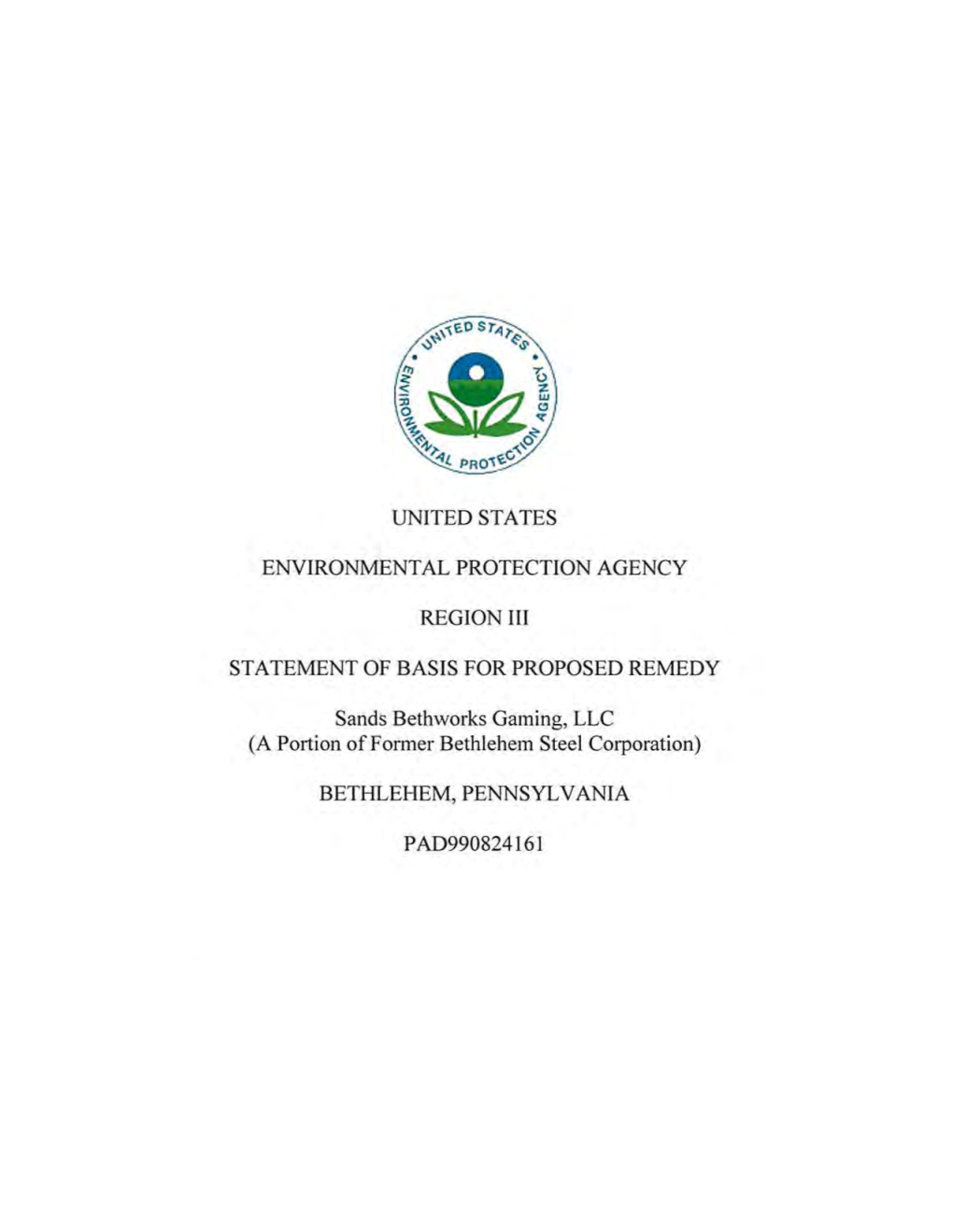 EPA Region 3 RCRA Corrective Action Statement of Basis For