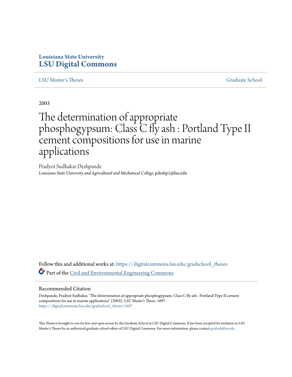 The Determination of Appropriate Phosphogypsum: Class C Fly