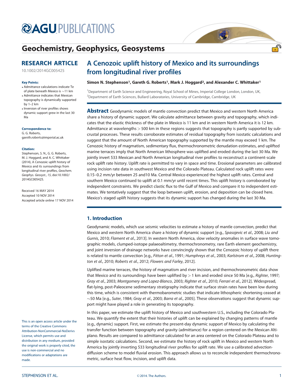 A Cenozoic Uplift History of Mexico and Its Surroundings From