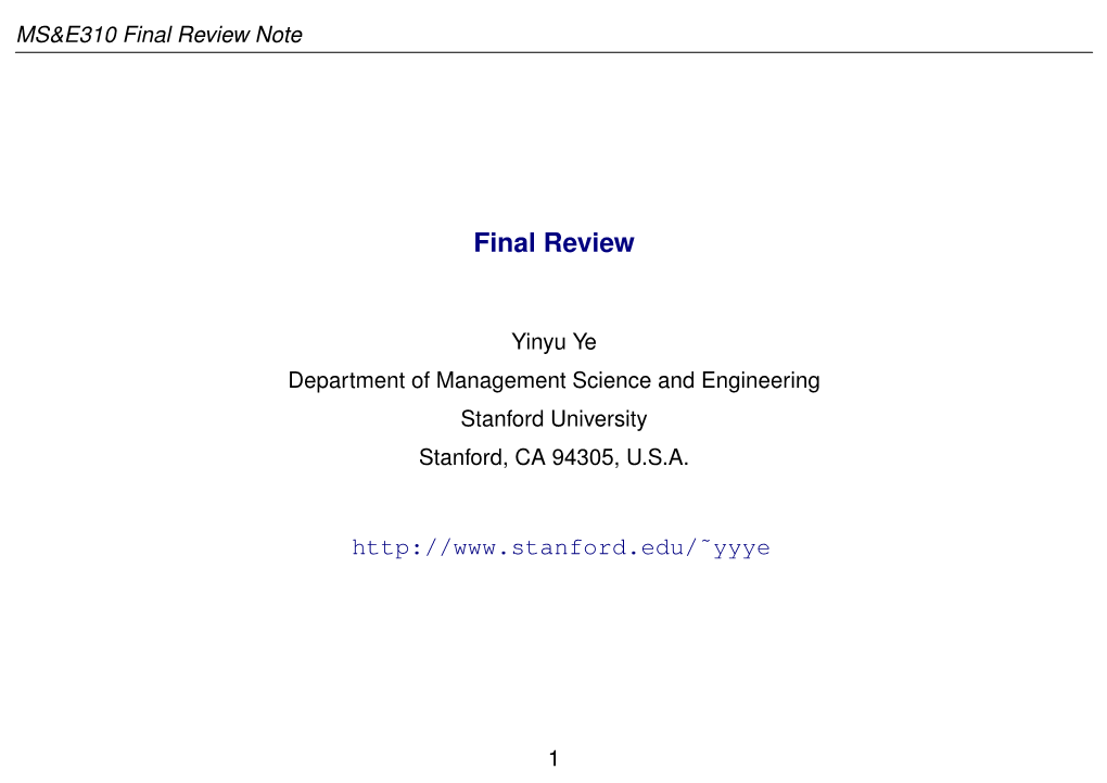 Final Review Note