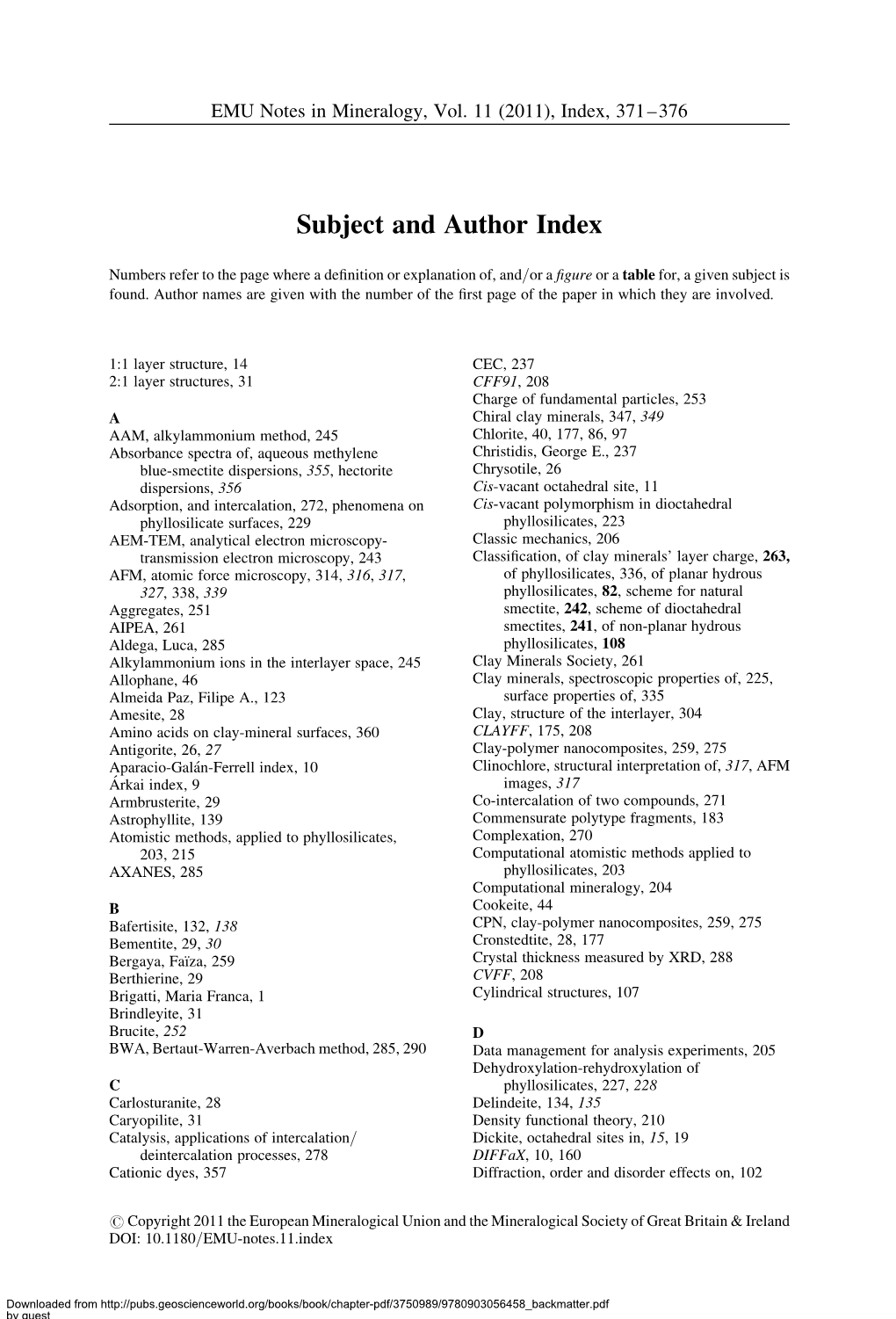 Subject and Author Index