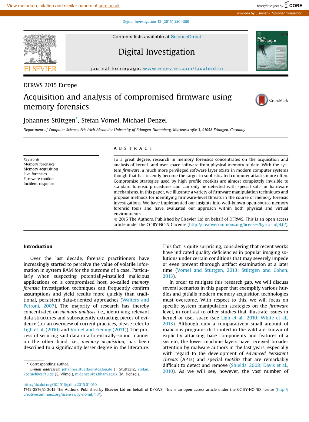 Acquisition and Analysis of Compromised Firmware