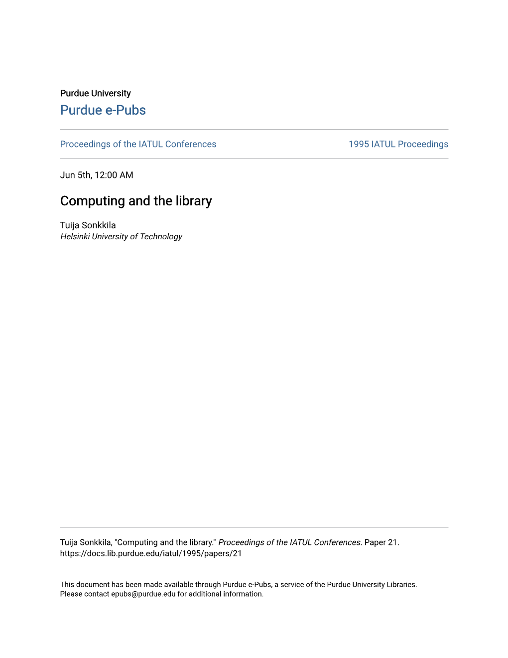 Computing and the Library