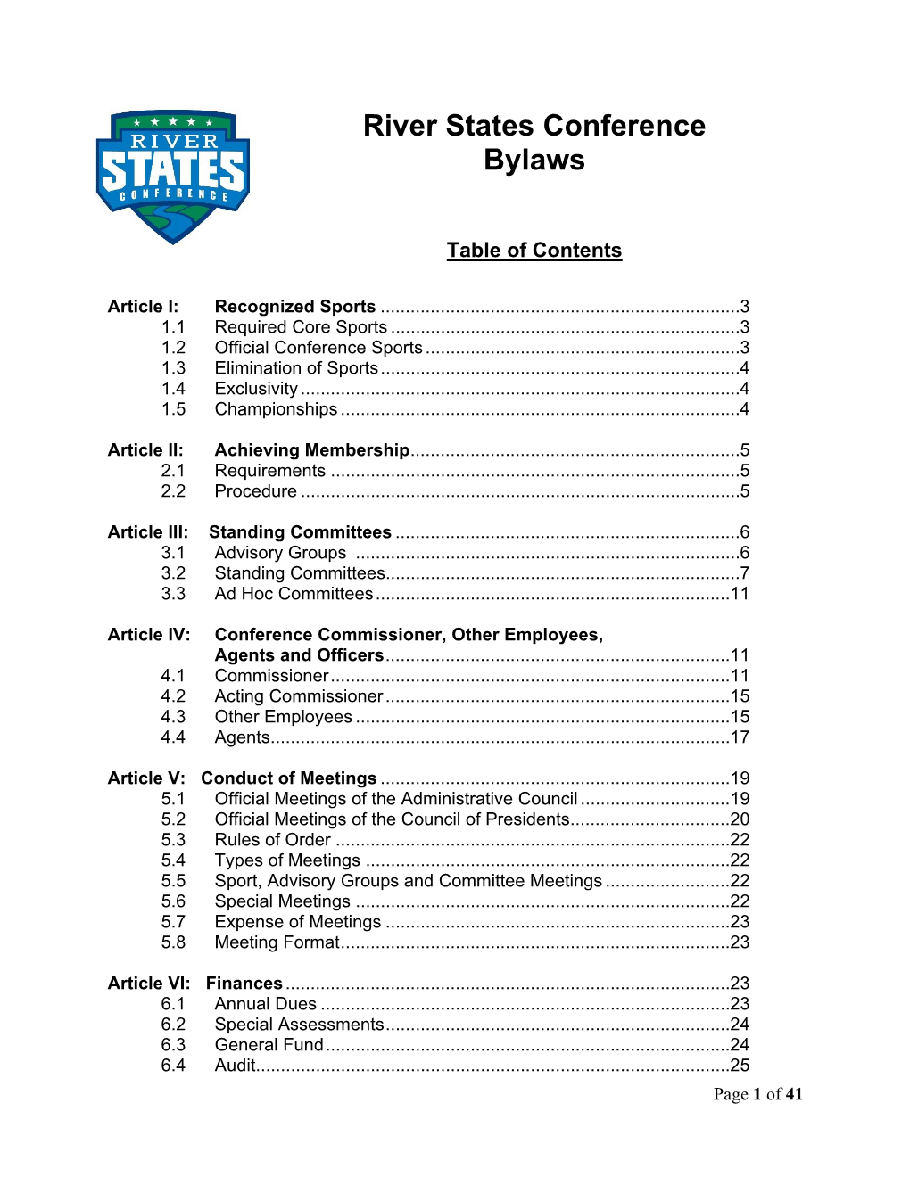 River States Conference Bylaws