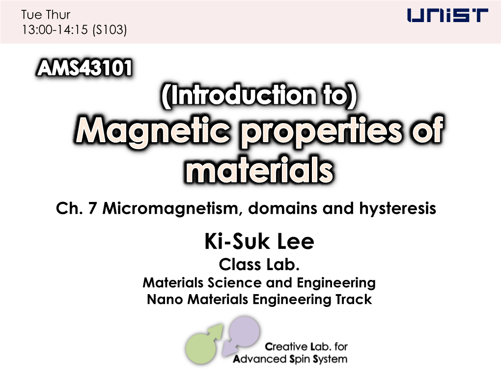 Ki-Suk Lee Class Lab