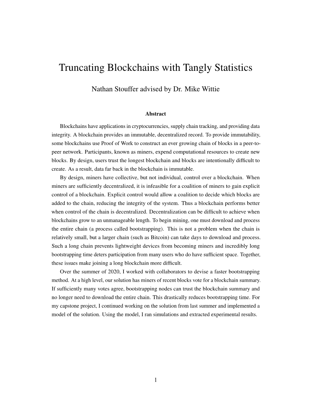 Truncating Blockchains with Tangly Statistics