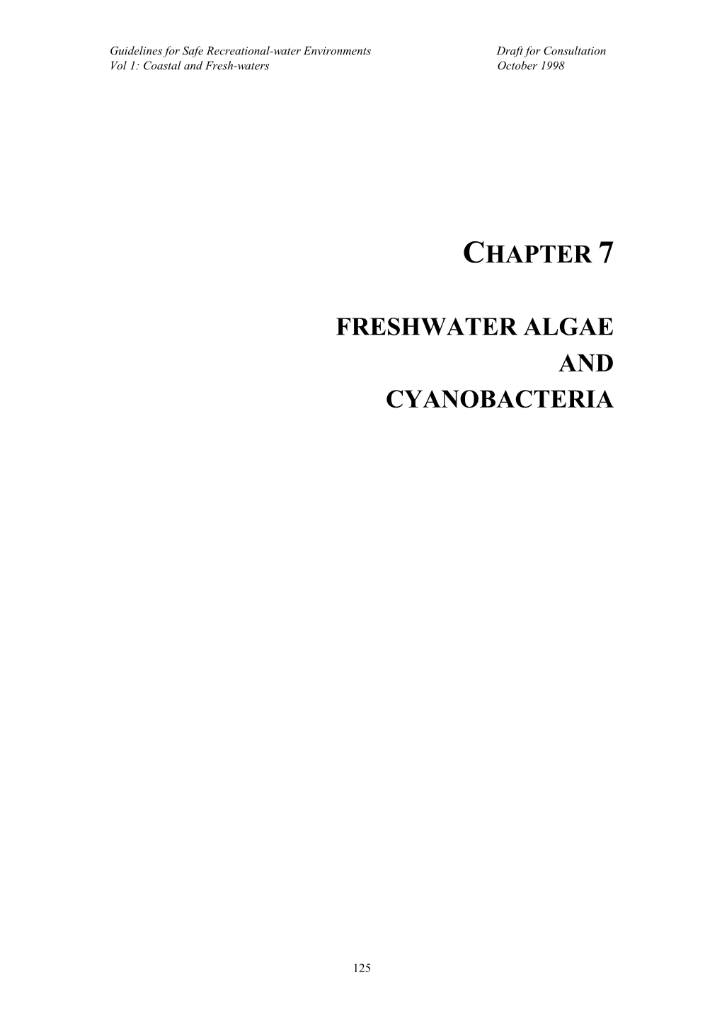 Chapter 7 Freshwater Algae and Cyanobacteria