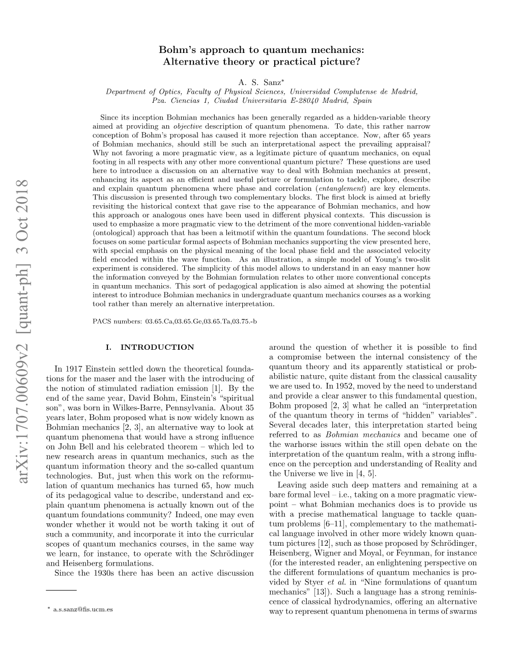 Arxiv:1707.00609V2 [Quant-Ph] 3 Oct 2018