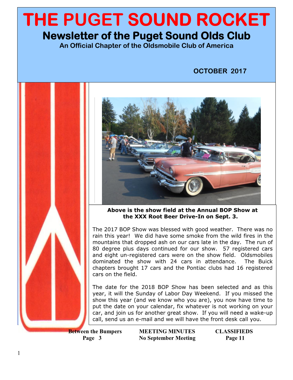 THE PUGET SOUND ROCKET Newsletter of the Puget Sound Olds Club an Official Chapter of the Oldsmobile Club of America
