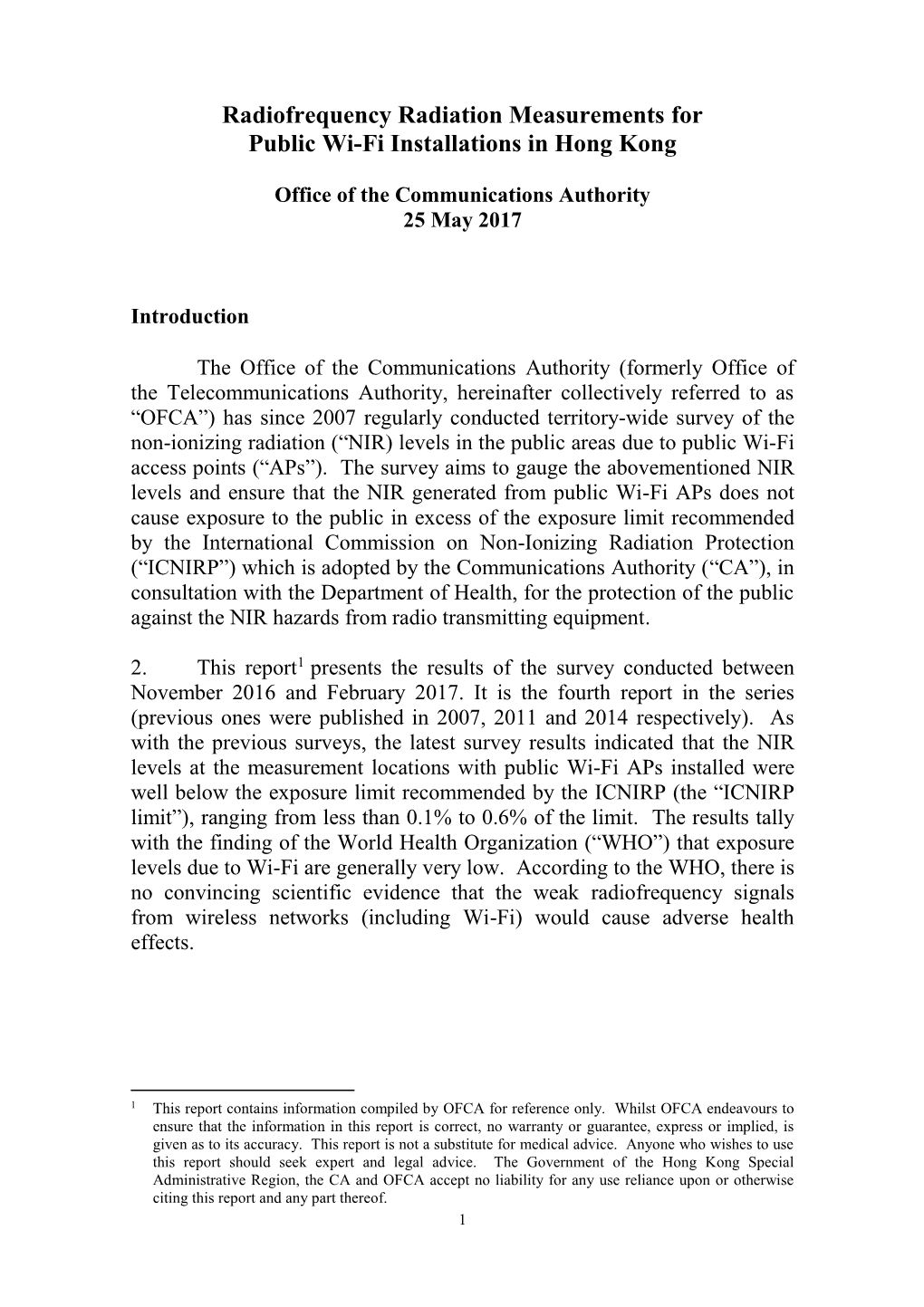 Radiofrequency Radiation Measurements Public Wifi