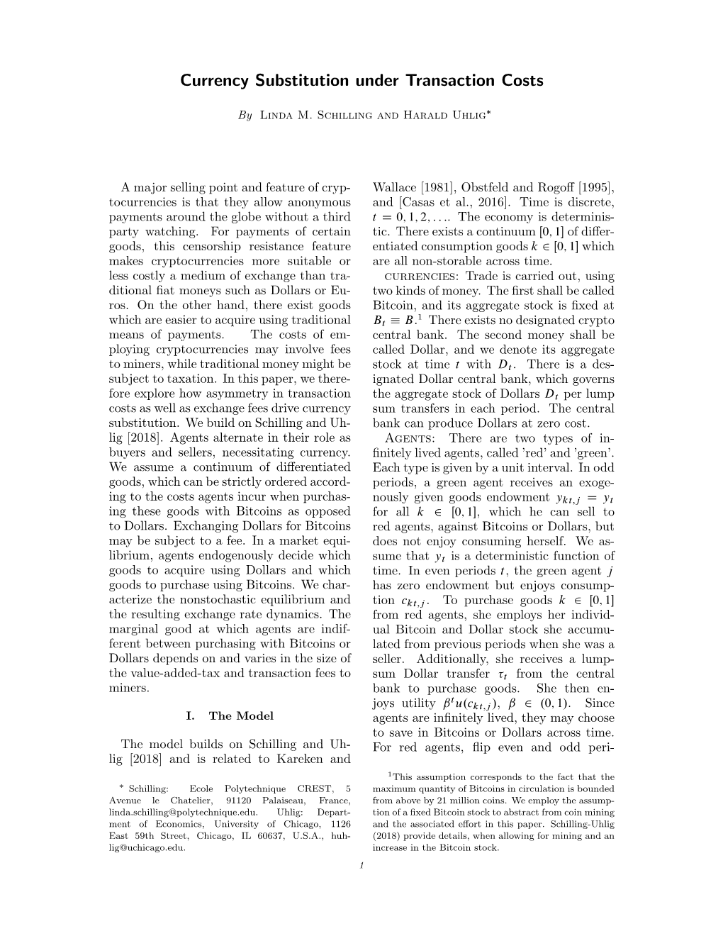 Currency Substitution Under Transaction Costs