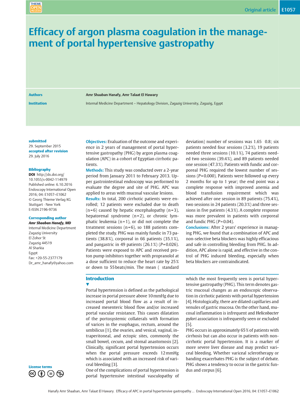 Ment of Portal Hypertensive Gastropathy