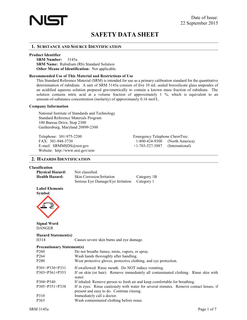 Material Safety Data Sheet