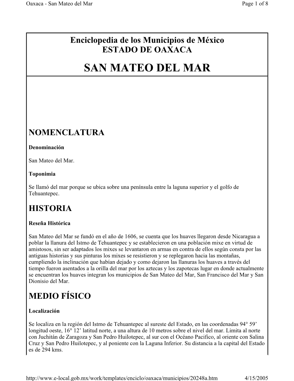 San Mateo Del Mar Page 1 of 8