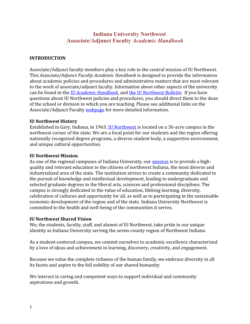 Associate/Adjunct Faculty Academic Handbook