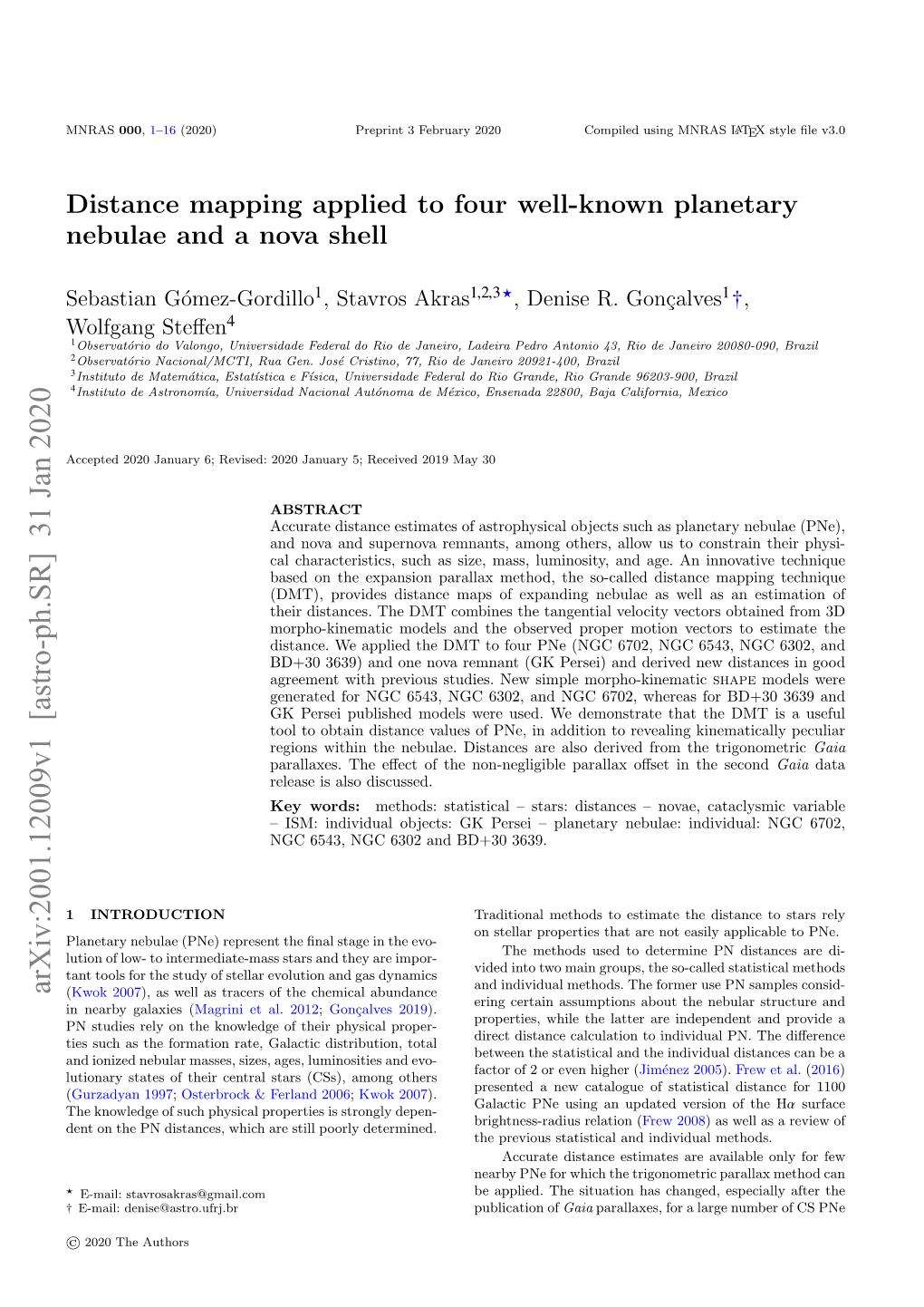 Distance Mapping Applied to Four Well-Known Planetary Nebulae and a Nova Shell