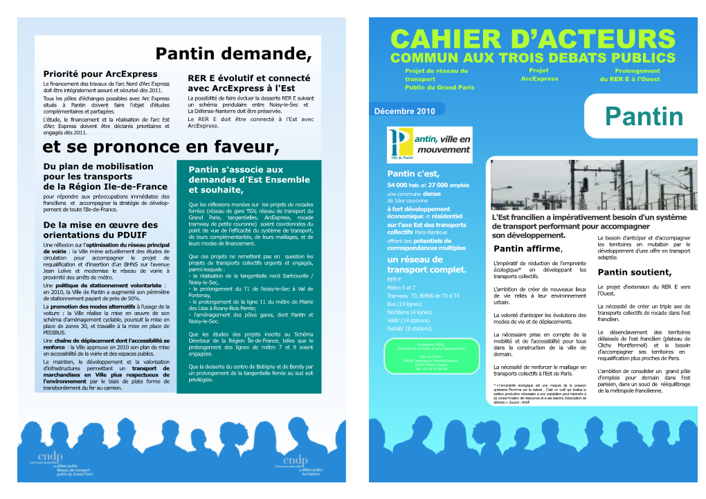 Pantin CAHIER D'acteurs