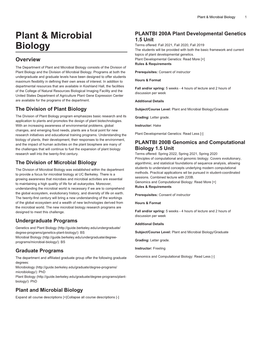 Plant & Microbial Biology