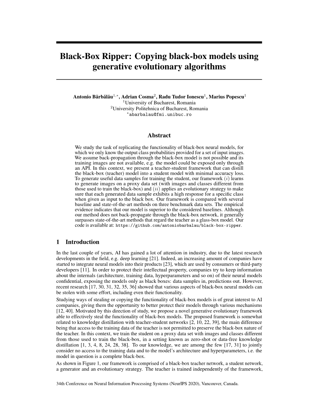 Copying Black-Box Models Using Generative Evolutionary Algorithms