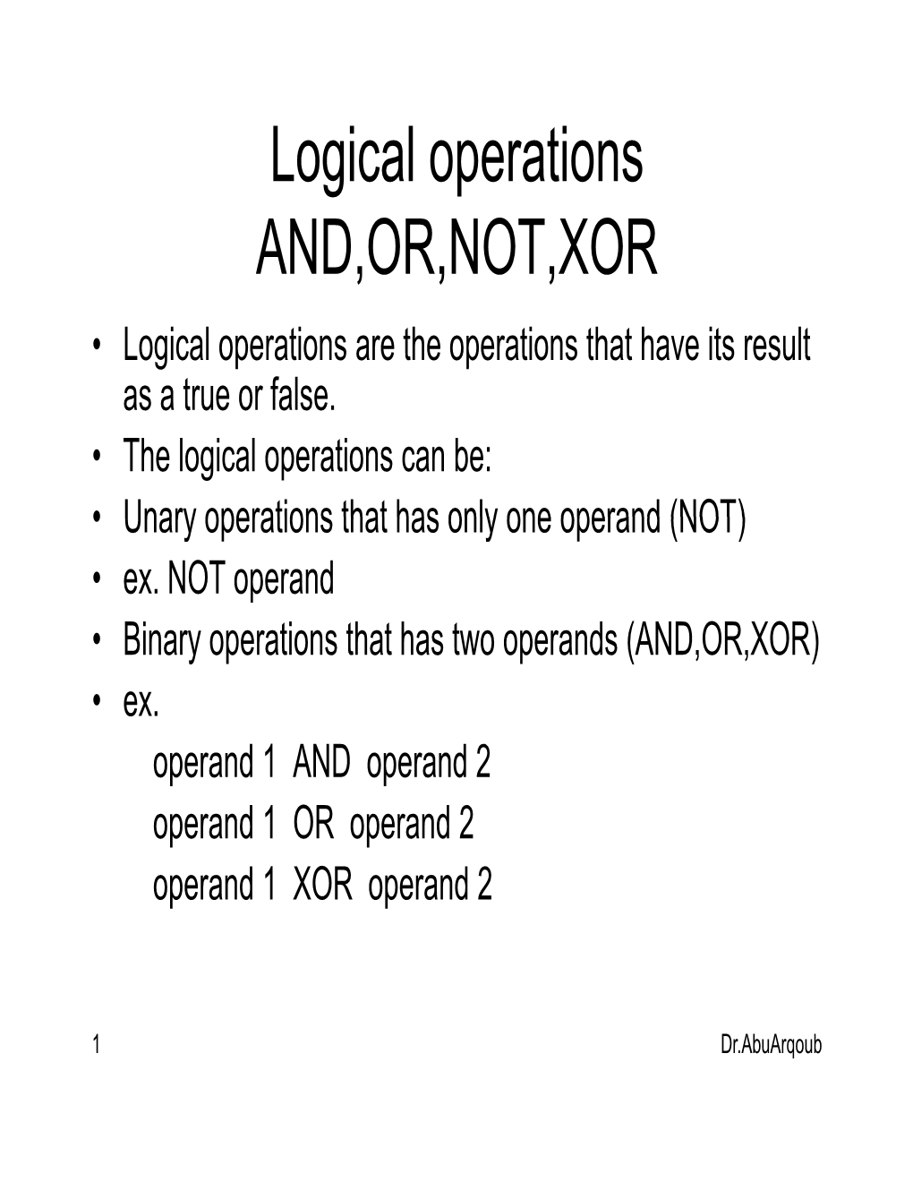 Bitwise Operators