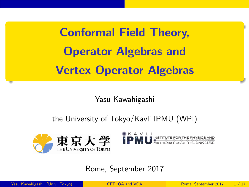 Conformal Field Theory, Operator Algebras and Vertex Operator Algebras