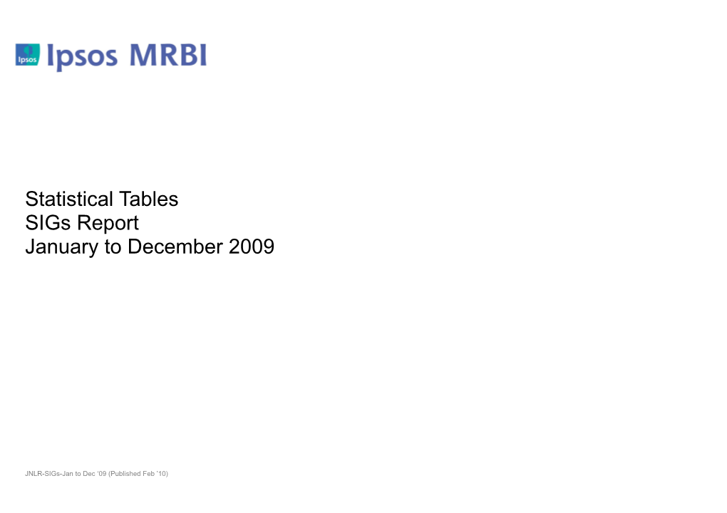 JNLR/Ipsos MRBI 2009/4 Data 2009