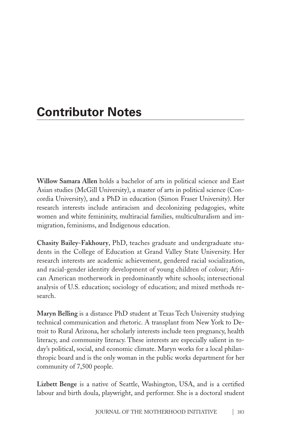 Contributor Notes