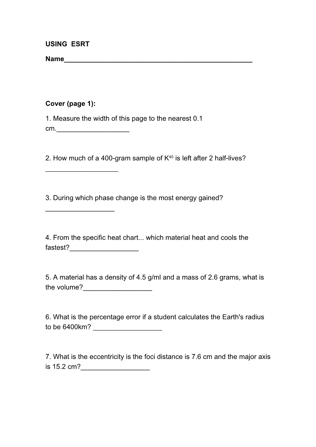 1. Measure the Width of This Page to the Nearest 0.1 Cm.______