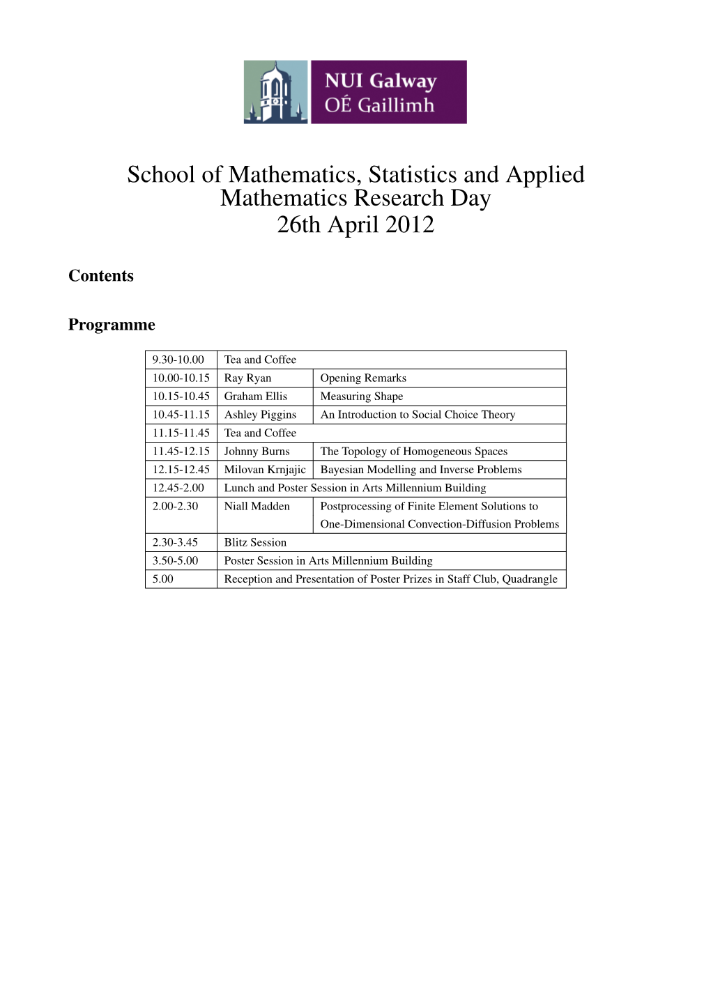 School Research Day Booklet 2012