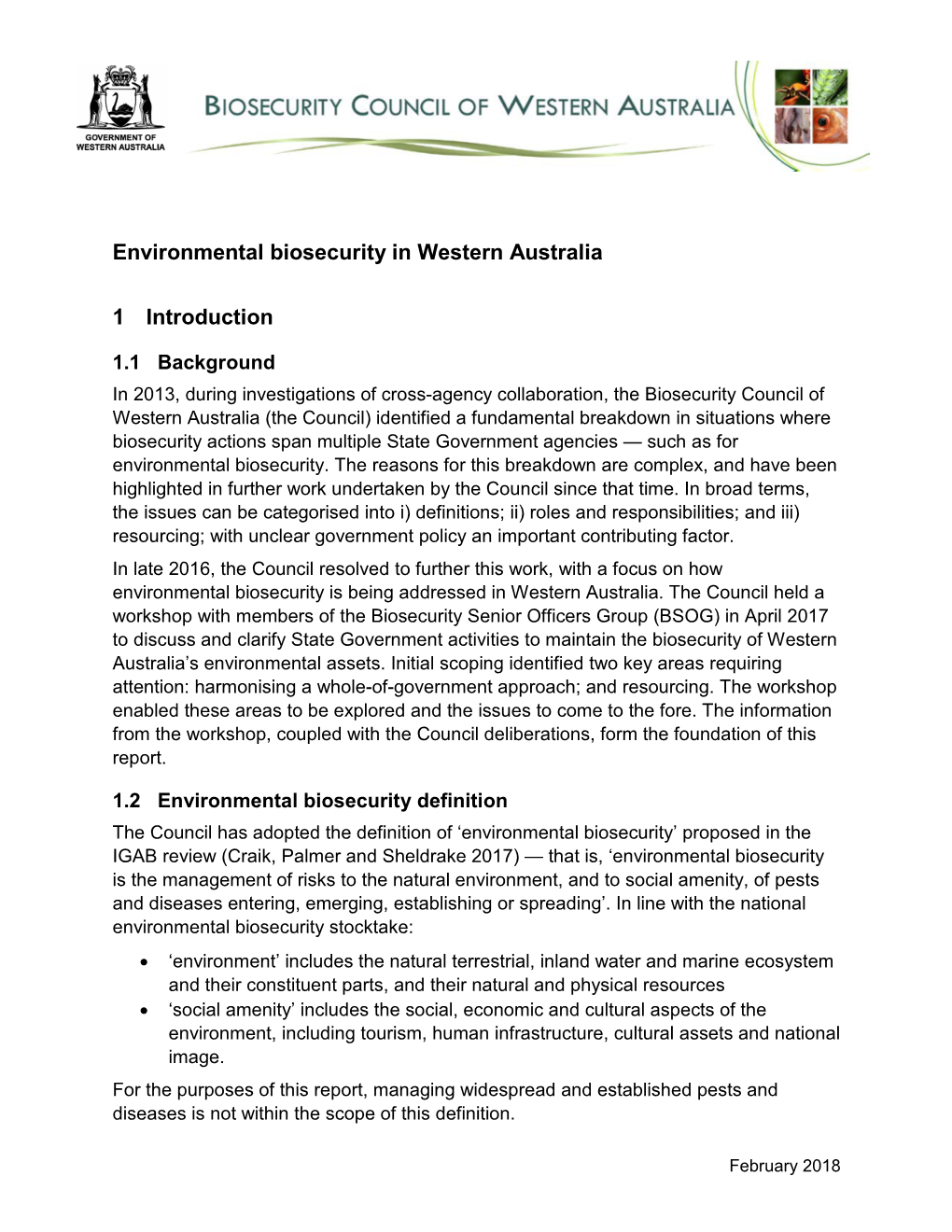 Environmental Biosecurity in Western Australia