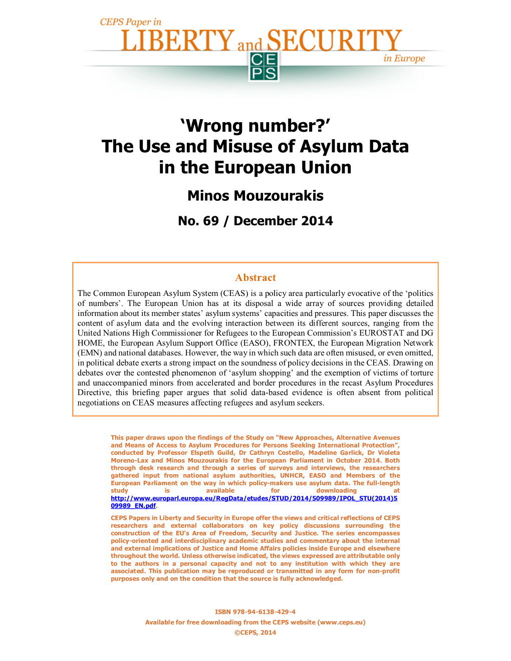 'Wrong Number?' the Use and Misuse of Asylum Data in the European Union