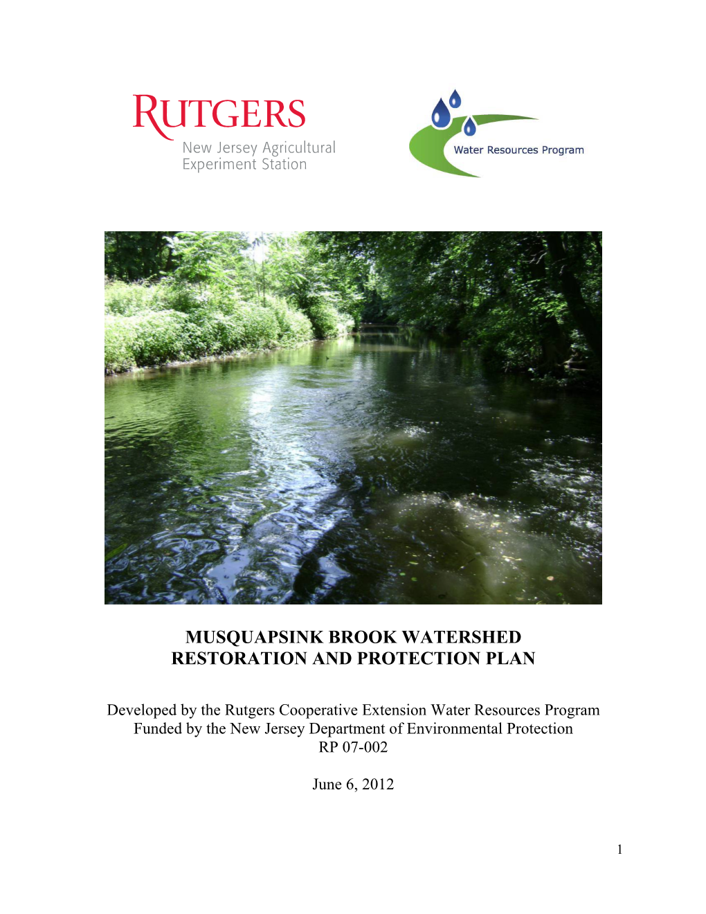Musquapsink Brook Watershed Restoration and Protection Plan
