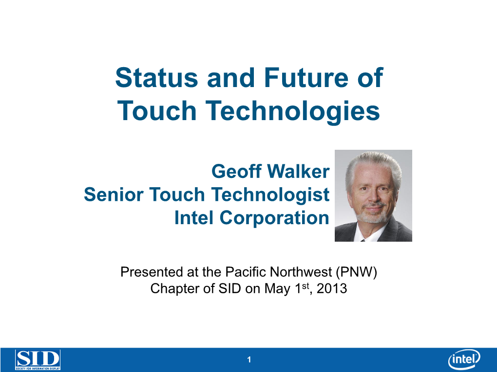 Status and Future of Touch Technollogies