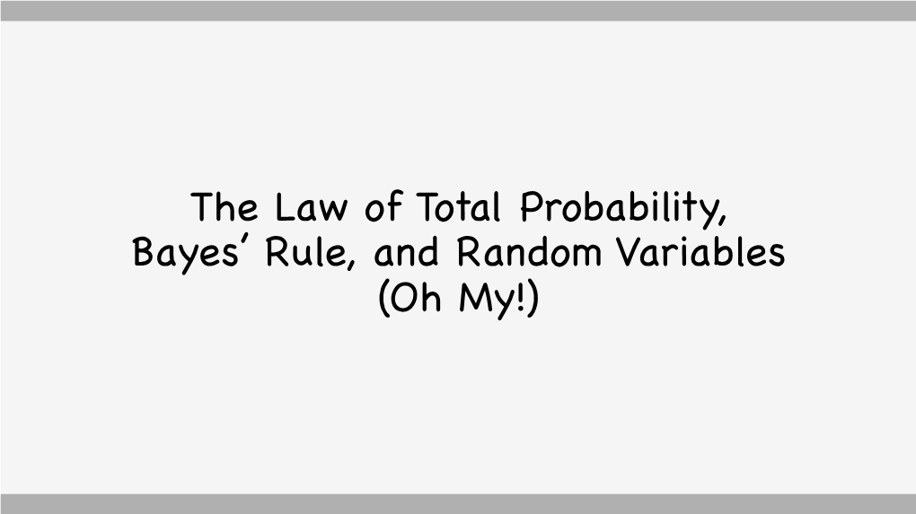 The Law of Total Probability, Bayes' Rule, and Random Variables