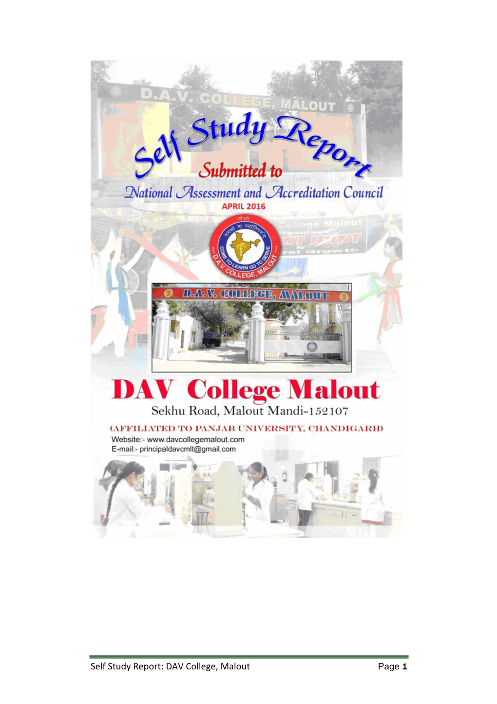 Self Study Report: DAV College, Malout Page 1
