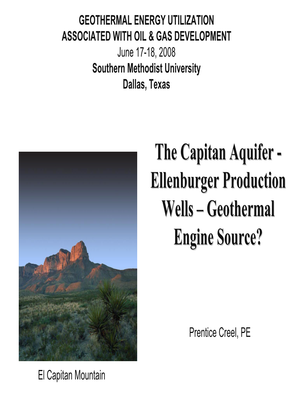 The Capitan Aquifer