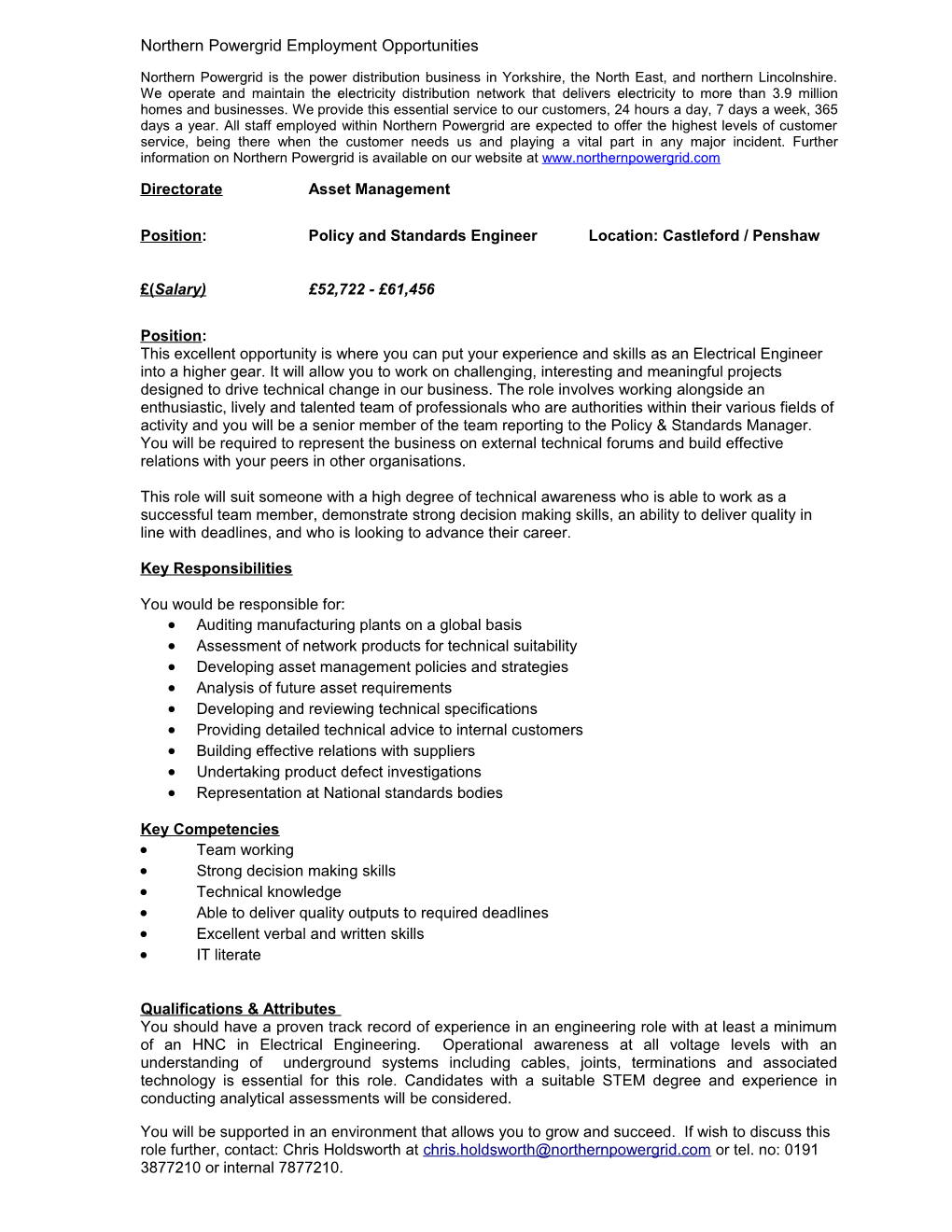 Northern Powergrid Employment Opportunities