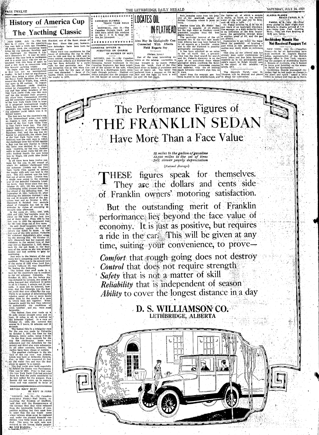 THE FRANKLIN SEDAN Squadron Kn?., and the Cup Was De- Fended by Practlcahv\.The Whole Fleet of (Lie \O» York Yacht Club