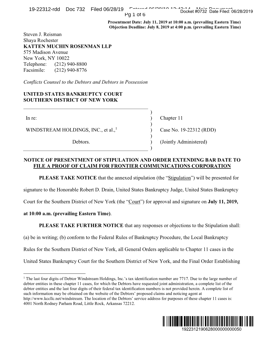 WINDSTREAM HOLDINGS, INC., Et Al.,1 ) Case No