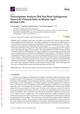 Transcriptome Analysis Did Not Show Endogenous Stem Cell