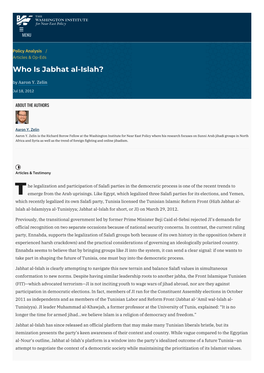 Who Is Jabhat Al-Islah? | the Washington Institute