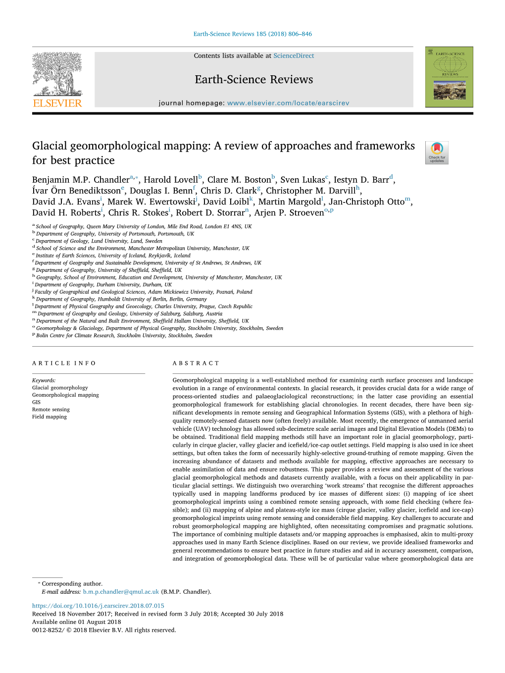 Glacial Geomorphological Mapping a Review of Approaches And
