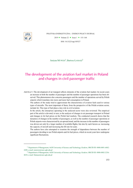 The Development of the Aviation Fuel Market in Poland and Changes in Civil Passenger Traffic