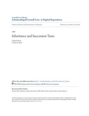 Inheritance and Succession Taxes J