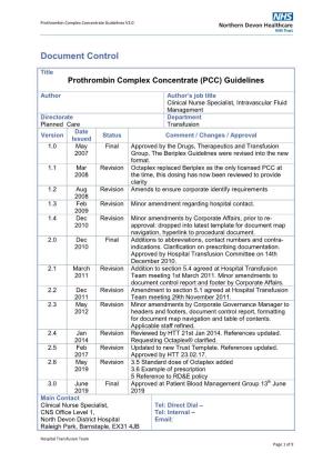 Prothrombin Complex Concentrate (PCC) Guidelines